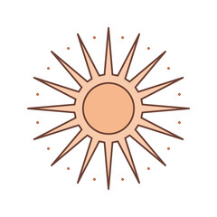 Wall Mural - vector bohemian logo design template with sun,sunburst,star and crescent moon. boho linear icon or s