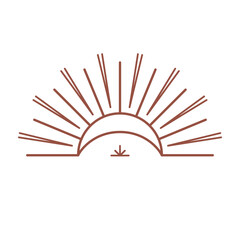 Wall Mural - vector bohemian logo design template with sun,sunburst,star and crescent moon. boho linear icon or s