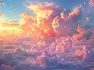 Wall Mural - Dreamy Sunset Cloudscape: A Serene and Inspiring View