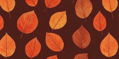 Wall Mural - Modern illustration of autumn leaves falling on a seamless background