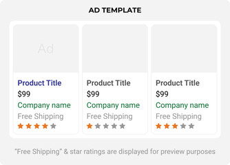 Wall Mural - Google adsense post template mockup. Social media paid promotional and sponsored ad