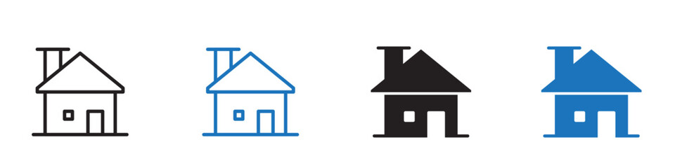 Wall Mural - house icon linear graphics set vector in black