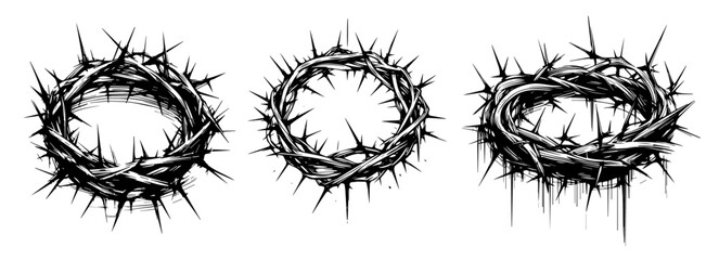 black and white vector crown of thorns