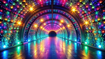 Wall Mural - vibrant colorful ethereal tunnel with glowing lights for imaginative and futuristic themes