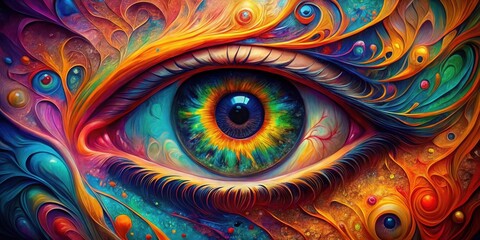Wall Mural - vibrant abstract eye structure with swirling colors and intricate details for vision and creativity 