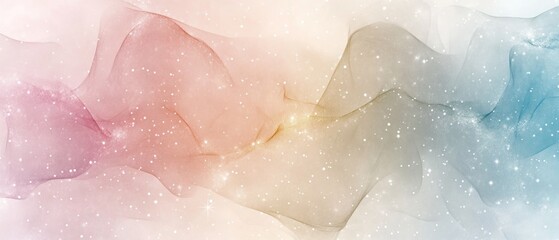Wall Mural - a colorful, abstract painting of a galaxy with stars and a rainbow background