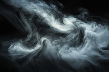 A captivating view of ethereal smoke forming mysterious wisps against a black background, offering a sense of mystery and creative imagination in its flowing artistry.