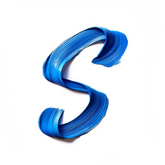 Letter S made of blue paint brush stroke