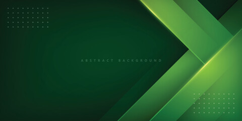 Wall Mural - vector green abstract background with modern gradient realistic paper cut shape and dots