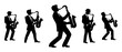 © iamabduss - Musician playing Saxophone silhouette black filled vector Illustration icon