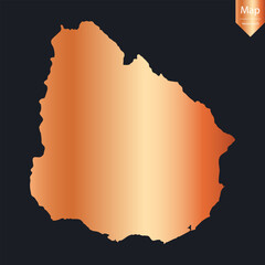 Abstract - High Detailed Copper Map of Uruguay. Vector illustration eps10.	
