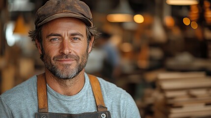 Poster - portrait of man worker in the carpentry workshop