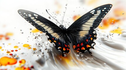 Canvas Print - A vibrant butterfly against a colorful, abstract background.