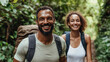 © Kevin - A happy couple hiking together through a scenic forest