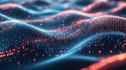 Abstract Digital Wave with Glowing Particles