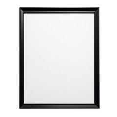 Realistic thin photo frame mockup. Simple clean portrait large a3, a4 artistic frame mock-up isolated on transparent background. Modern, minimal poster template. Vertical black picture frame