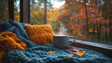 20241004201718list 23 3. A cozy couch by a large window, wrapped in soft blankets, with a steaming mug of hot chocolate in hand, looking out at the falling rain and colorful leaves 