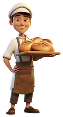 Sticker - PNG Cartoon baker bread food.