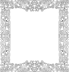 Vector sketch illustration silhouette design frame baground classic vintage ethnic ornate traditional carving ornament