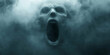 © Thak Pixel - terrifying ghostly face screaming and emerging from thick fog for halloween horror scene