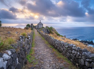 stone walls and road