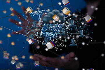 Leinwandbilder - Big data cloud digital 3d
