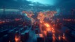 © Катерина Спіжевска - A futuristic logistics center with a holographic world map