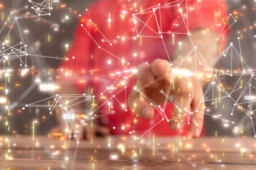 neural network 3d illustration. big data and cybersecurity