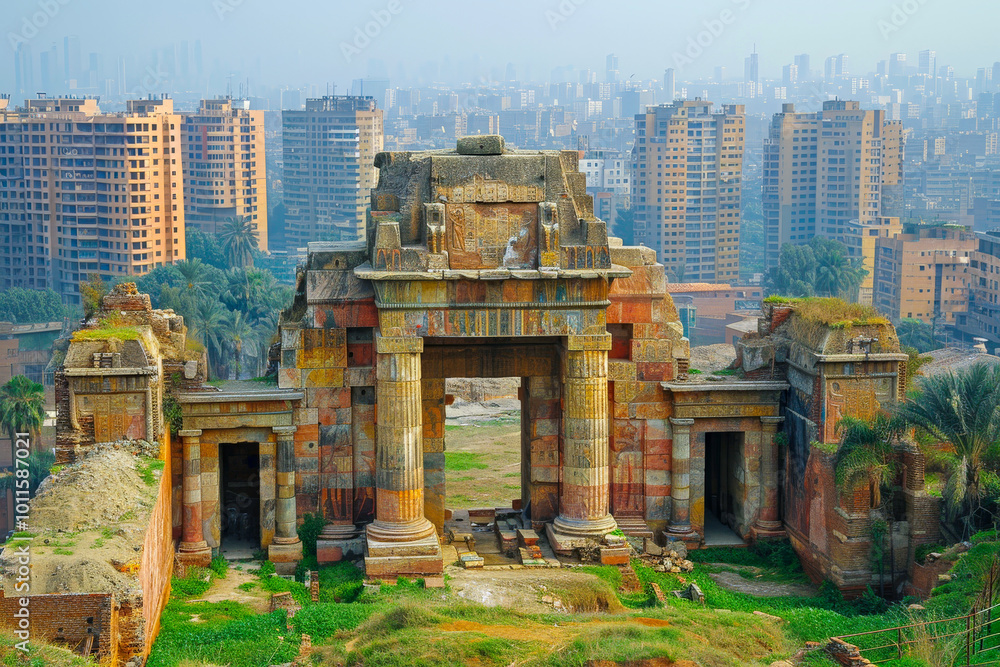 Ancient temple hidden within a dense urban setting. Stock Photo | Adobe ...