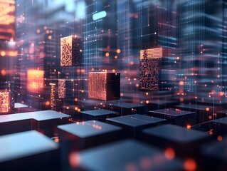 Fototapete - Futuristic Data Visualization Concept in Abstract Space