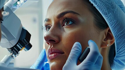 Poster - A woman is being examined by a doctor