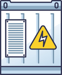 illustration of an electric transformer with cooling fins and control panel, symbolizing power distr