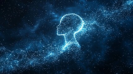 the profile of a child's face is softly represented with glowing stars that transform into stardust,