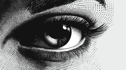 Beautiful vector human eye closeup halftone pattern illustration