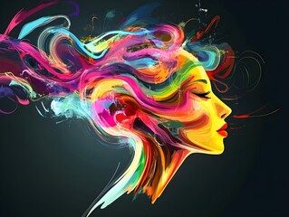 Aufkleber - Vibrant Abstract Portrait of a Colorful Woman