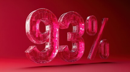 Poster - 3D rendering of the number 93% in a glossy pink design.