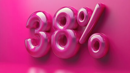 Poster - Glossy pink 38% symbol on a vibrant background.