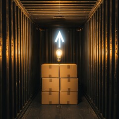 Poster - Light Bulb Idea in Shipping Container.