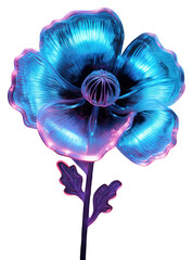 Canvas Print - PNG Neon poppy flower purple plant.