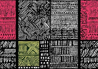 Wall Mural - set of 8 primitive geometric patterns collection