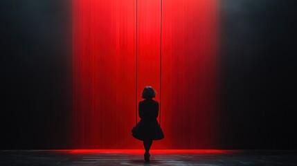 Canvas Print - Silhouette against a dramatic red backdrop, evoking emotion.