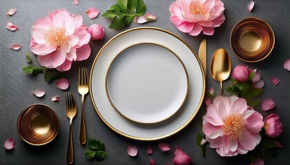 plate and flowers