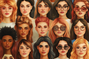 Wall Mural - illustration of diversity of women