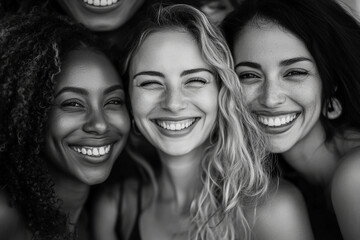 Wall Mural - portrait of a group of friends smiling