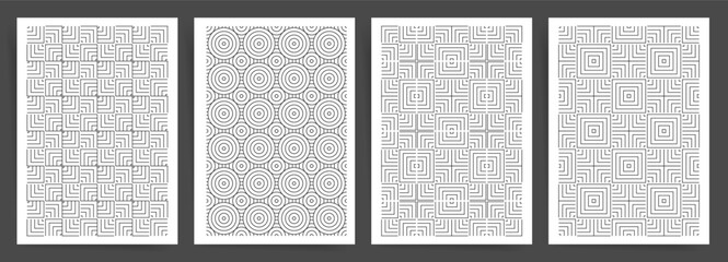 Wall Mural - Black and white Geometric Pattern Covers for Posters, Placards, Brochures, Mags, Books and Notebooks Covers. Editable Seamless Templates for Print.