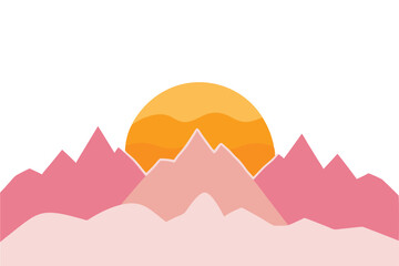 Wall Mural - Majestic mountain peaks with a vibrant sunset sky I.eps