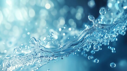 A close-up of water molecules in motion, representing the energy and life within water, water molecules, science of water