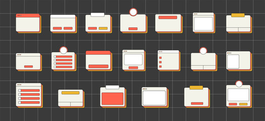Wall Mural - retro ui frame text box vector collection. retro desktop windows, message boxes, and user interface 
