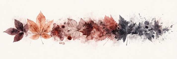 Wall Mural - Watercolor autumn leaves in various shades of brown, red, and black