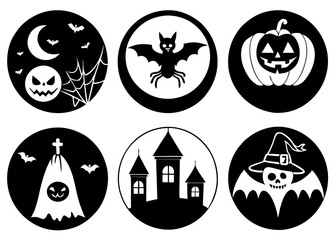 set of icons for halloween vector illustration black silhouette culture 